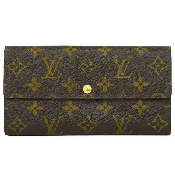 Louis Vuitton Portefeuille Sarah M61734 Monogram Canvas Long Wallet Brown - Picture 1 of 10
